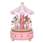 Carousel Music Box , 4 Horse Wooden Merry-Go-Round Music Box Christmas Wedding B