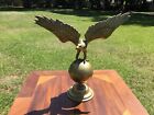 Vintage Solid Brass Eagle Perched On Globe 20