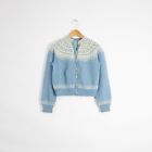 Vintage Norwegian Wool Cardigan Sweater Womens Small - Metal Button Distressed