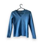 ANN TAYLOR 100% cashmere Sweater Women Size XS Blue V-neck