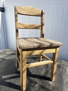 Vintage Rustic Child / Kid Solid Oak Wood School Playroom Desk Chair