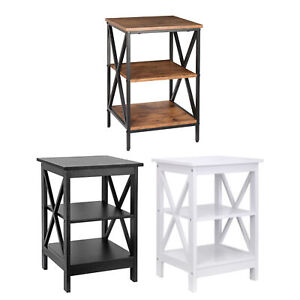 24 Inch Side End Table with Storage Shelf Sofa Table X-Design Black/White/Brown
