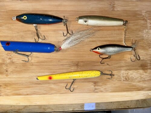 Plugs and Poppers for the Surf Lot of 5 Barely Used One is Rapala