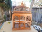 Big Antique Chinese Hand Made Solid Red Wood Bird Cage 21X13X8