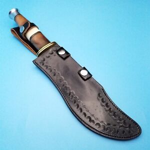 Knife Sheath Fixed Blade Black Leather Large Bowie 14.25