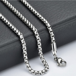 Fashion Unisex Silver Plated Round Box Chain Necklace Hot Gift