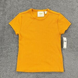 ANTHROPOLOGIE MAEVE Top Women XS Golden Yellow Orange Cropped Pullover Shirt NEW