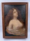 🔥Antique Oil On Canvas Painting Young Woman Attributed to Louis Robin 8” X 12”