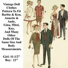 Barbie & Ken Doll Clothes Vintage Sewing Pattern For Many Other Dolls As Here