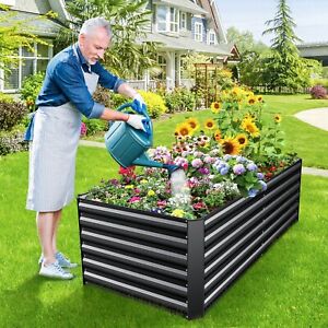 New ListingGalvanized Raised Garden Bed Steel Planter Box for Vegetables Flowers Herbs New