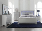 NEW Silver Gray LED Queen King 5PC Bedroom Set Modern Glam Furniture B/D/M/N/C