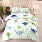 Kinds Of Dinosaurs And Leaves 3D Quilt Duvet Doona Cover Set Pillow case Print
