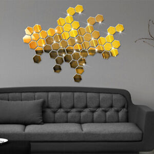 5/1Pcs Wall Stickers 3D Mirror Hexagon Vinyl Removable Decal Home Decor Art DIY