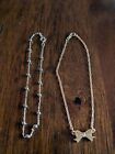 Vintage Jewelry Lot Of 2 Mixed Costume Gold Tone Anklet  J6