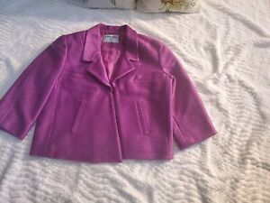 Genuine Chanel Zip Up Blazer Jacket Cotton  Tweed Purple Asymmetrical Zip 40