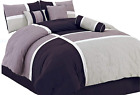 New Listing7-Piece Quilted Patchwork Comforter Set, Red/Gray/Black, California King