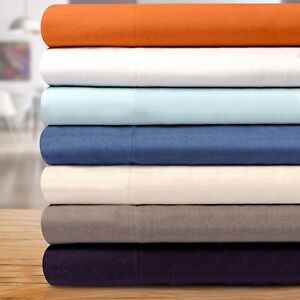 100% Cotton Flannel Bed Sheet Set Solid Flat Sheet Fitted Sheets & Pillow cases