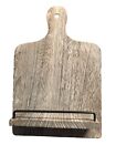 Cookbook Cutting Board Wood Recipe Holder Rustic Grey Adjustable Pull-Out Flawed