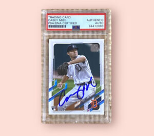 Casey Mize Signed Autographed 2021 Topps Series One Card #321 PSA Slabbed Tigers