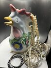 Giovanni Vietri Ceramic Chicken Rooster Pitcher ITALY Signed Hand Painted