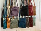 14 COLORS - Roma Leathers 6 Compartment 100% CROSSBODY LEATHER BAG  9.5
