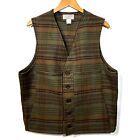 Filson Mackinaw Wool Vest Plaid Green Brown Size 44 STYLE 10055P Made in USA
