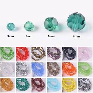3mm 4mm 6mm 8mm Round 32 Facets Crystal Glass Loose Crafts Beads Wholesale Lot