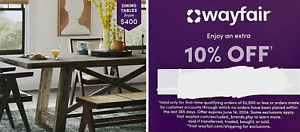Wayfair 10% off ENTIRE purchase exp 06/14/24, Valid on FIRST ORDER *sent FAST!*