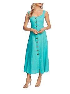 VINCE CAMUTO Womens Turquoise Sleeveless V Neck Midi Fit + Flare Dress XS