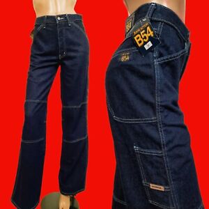 Vintage 90s Deadstock Womens Carpenter Wide Leg Jeans High Waisted Dark Wash