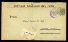 PERU 1933 OFFICIAL REGISTERED Consular MAIL cover w/ 50c  Sc# O30 to AUSTRALIA