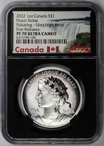 2022 $1 Canada Peace Dollar 1 oz. Pulsating - Ultra High Relief - NGC PF 70 UC