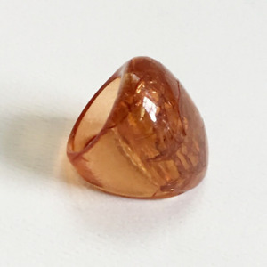 Vintage Large Faux Amber Crackle Lucite Plastic Statement Ring Size 8.75