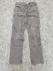 Carhartt Relaxed Fit Rugged Flex Double Knee Canvas Gray Pants 31x34 Distressed