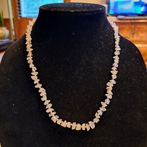 Handmade Gemstone Chip Necklace Rose Quartz 18