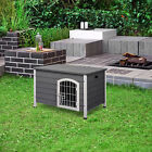Wooden Dog Cage Kennel Lockable Door Small Animal House w/ Openable Top Gray