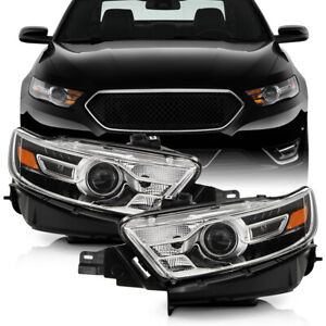Pair Black Factory Style Halogen Projector Headlights For 2013-2019 Ford Taurus (For: 2019 Limited)