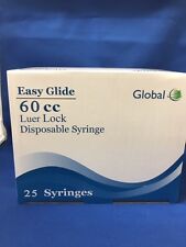(25) - Easy Glide 60cc /60ML LUER LOCK Disposable Syringes - NO NEEDLE -Sterile