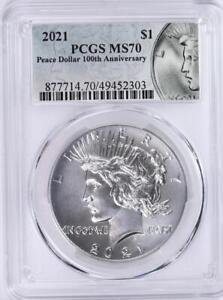 2021 $1 Peace Dollar 100th Anniversary PCGS MS70 Silver Dollar Label