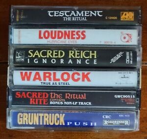 METAL CASSETTES Vintage Mixed Lot of 6 Testament Loudness Warlock Sacred Reich