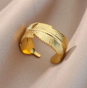 Irregular Hollow Opening Ring For Women Stainless Steel Gold Color