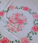 New ListingVintage Chenille Bedspread Snow White with Roses All Cotton