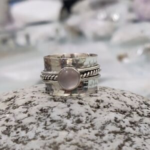 Popular Rose Quartz Ring Handmade 925 Silver Savory Woman Ring All Size AB277