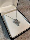Exquisite JWBR Sterling Silver Diamond Interlocking Hearts Pendant Necklace