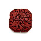Stunning Antique Chinese Silver Clip Carved Cinnabar Floral Decorations
