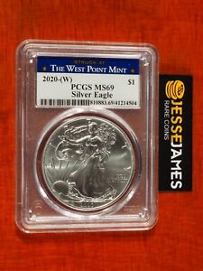 2020 (W) SILVER EAGLE PCGS MS69 STRUCK AT THE WEST POINT MINT BLUE LABEL