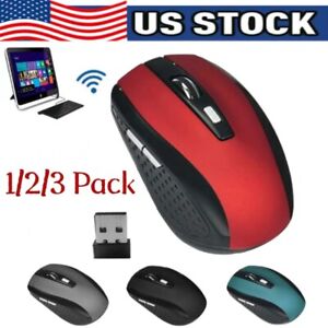 2 Wireless Optical Mouse Mice 2.4GHz USB Receiver For Laptop PC Computer DPI USA