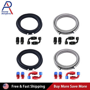 10AN/8AN/6AN/4AN Fitting Stainless Steel Braided PTFE Oil Fuel Hose Line Kit