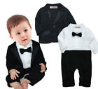 StylesILove Baby Boy Cotton Tuxedo Romper and Jacket 2pcs Formal Wear Suit 3-24M
