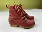 LL BEAN Womens Limited Edition Red Leather Heart Lace-up Duck Boots Size 9 M